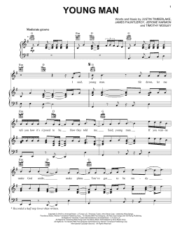 page one of Young Man (Piano, Vocal & Guitar Chords (Right-Hand Melody))