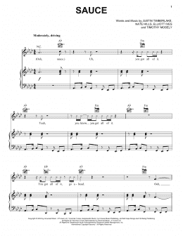 page one of Sauce (Piano, Vocal & Guitar Chords (Right-Hand Melody))