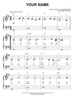 page one of Your Name (Big Note Piano)