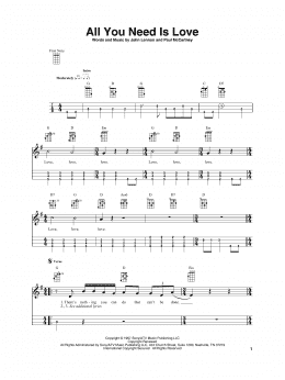 page one of All You Need Is Love (Baritone Ukulele)