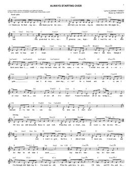 page one of Always Starting Over (from If/Then: A New Musical) (Lead Sheet / Fake Book)