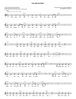 page one of Falling Slowly (from the musical Once) (Lead Sheet / Fake Book)