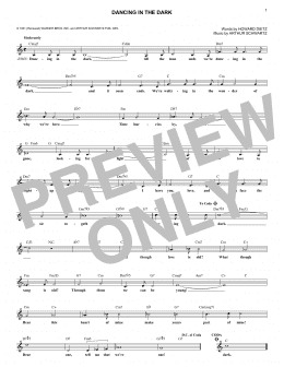 page one of Dancing In The Dark (Lead Sheet / Fake Book)