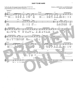 page one of Easy To Be Hard (Lead Sheet / Fake Book)