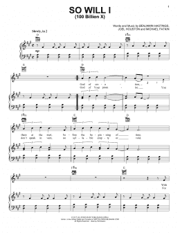 page one of So Will I (100 Billion X) (Piano, Vocal & Guitar Chords (Right-Hand Melody))