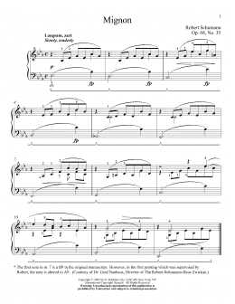 page one of Mignon, Op. 68, No. 35 (Piano Solo)
