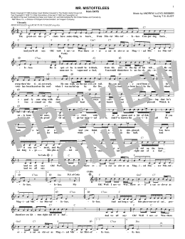 page one of Mr. Mistoffelees (from Cats) (Lead Sheet / Fake Book)