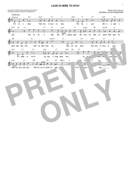 page one of Love Is Here To Stay (Lead Sheet / Fake Book)