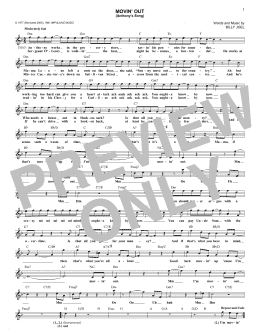 page one of Movin' Out (Anthony's Song) (Lead Sheet / Fake Book)