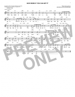 page one of Nice Work If You Can Get It (Lead Sheet / Fake Book)