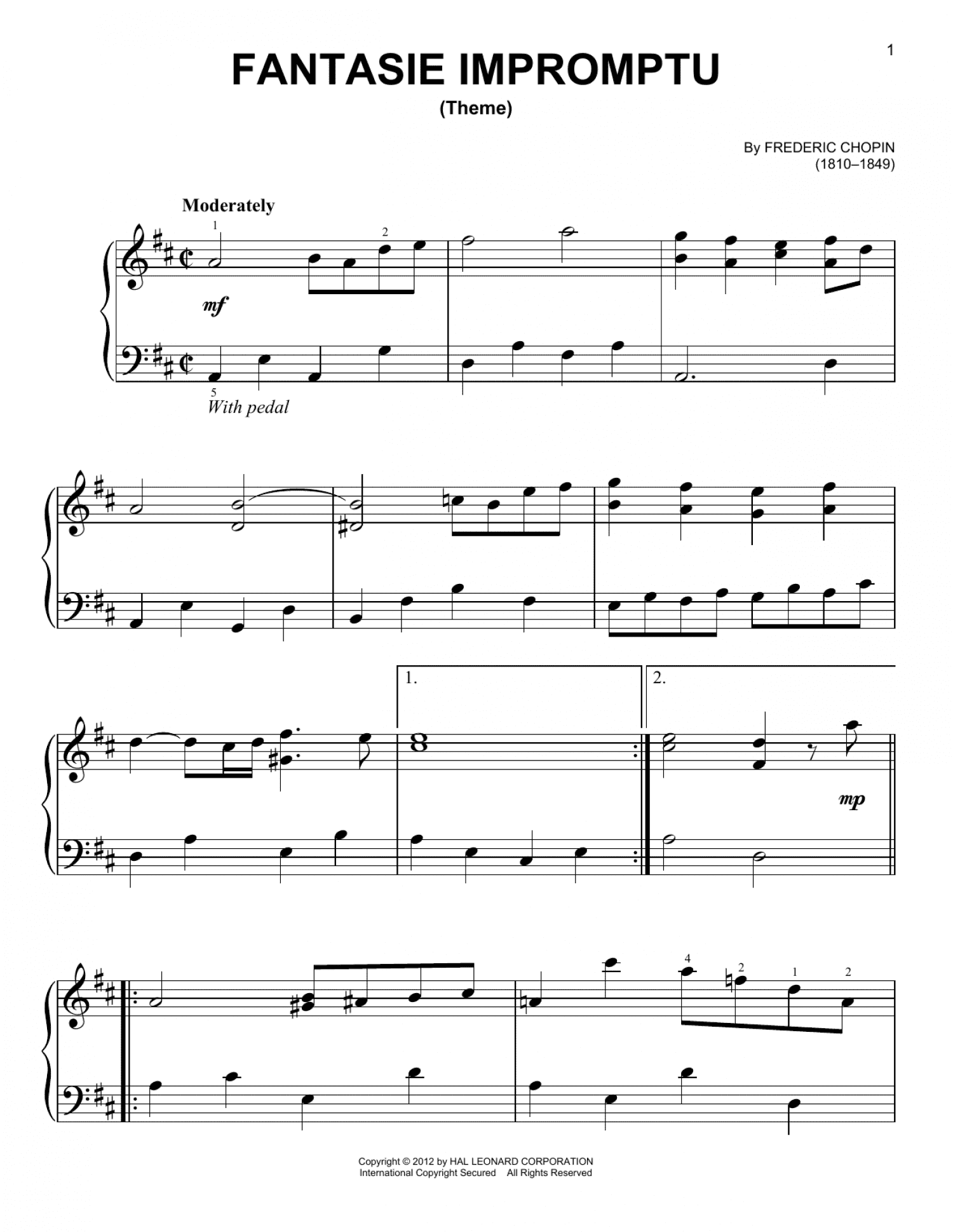 Fantasie Impromptu, Op. 66 (Very Easy Piano)