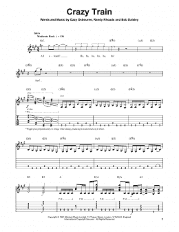 page one of Crazy Train (Guitar Tab (Single Guitar))