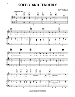 page one of Softly And Tenderly (Piano, Vocal & Guitar Chords (Right-Hand Melody))