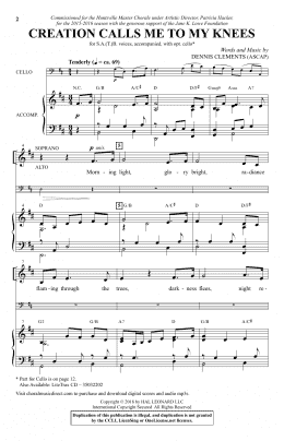 page one of Creation Calls Me To My Knees (SATB Choir)