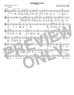 page one of I Remember It Well (Lead Sheet / Fake Book)