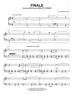 page one of Finale (from Game of Thrones) (Piano Solo)