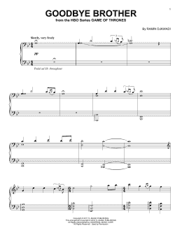 page one of Goodbye Brother (from Game of Thrones) (Piano Solo)