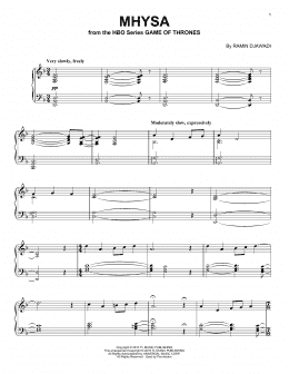 page one of Mhysa (from Game of Thrones) (Piano Solo)