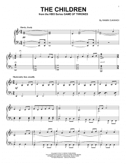 page one of The Children (from Game of Thrones) (Piano Solo)