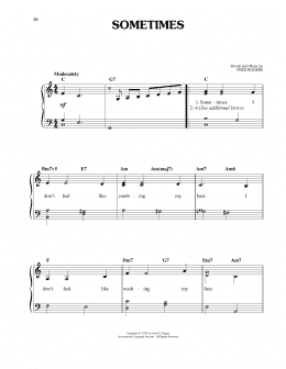 page one of Sometimes (Easy Piano)