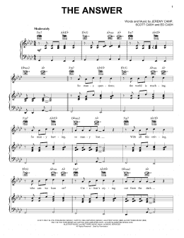 page one of The Answer (Piano, Vocal & Guitar Chords (Right-Hand Melody))