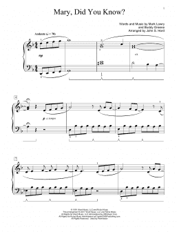 page one of Mary, Did You Know? (Educational Piano)