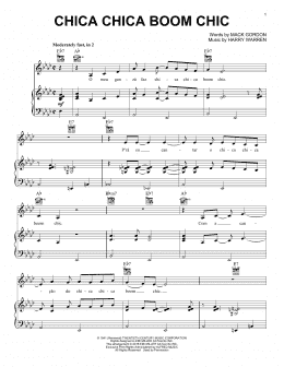 page one of Chica Chica Boom Chic (Piano, Vocal & Guitar Chords (Right-Hand Melody))