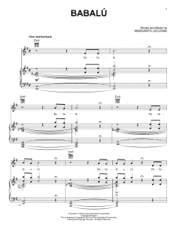 page one of Babalu (Piano, Vocal & Guitar Chords (Right-Hand Melody))