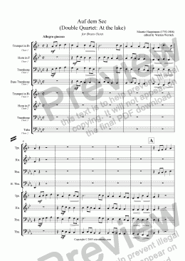 page one of Auf dem See (double quartet: at the lake) for Brass Octet