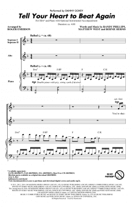 page one of Tell Your Heart To Beat Again (SSA Choir)