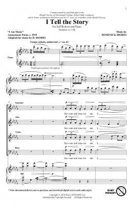 page one of I Tell The Story (SATB Choir)