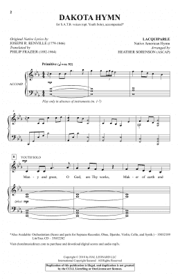 page one of Dakota Hymn (SATB Choir)