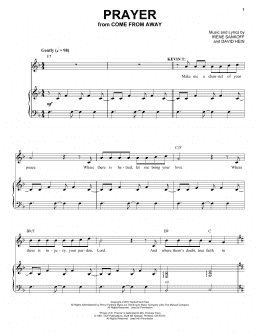page one of Prayer (from Come from Away) (Piano & Vocal)