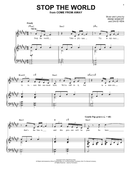 page one of Stop The World (from Come from Away) (Piano & Vocal)