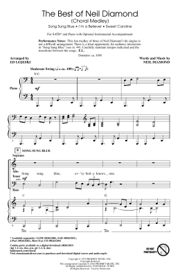 page one of The Best of Neil Diamond (arr. Ed Lojeski) (SATB Choir)