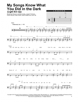 page one of My Songs Know What You Did In The Dark (Light Em Up) (Drums Transcription)