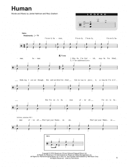 page one of Human (Drums Transcription)