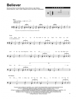 page one of Believer (Drums Transcription)