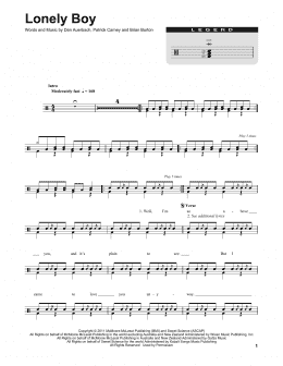 page one of Lonely Boy (Drums Transcription)