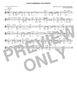 page one of Love Is Sweeping The Country (Lead Sheet / Fake Book)