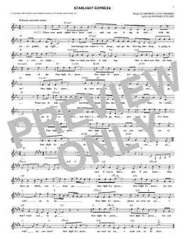 page one of Starlight Express (Lead Sheet / Fake Book)