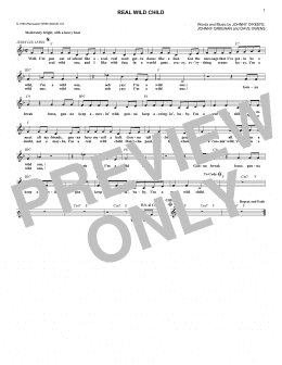page one of Real Wild Child (Lead Sheet / Fake Book)