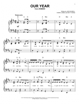page one of Our Year (from Disney's Zombies) (Easy Piano)