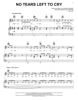 page one of No Tears Left To Cry (Piano, Vocal & Guitar Chords (Right-Hand Melody))