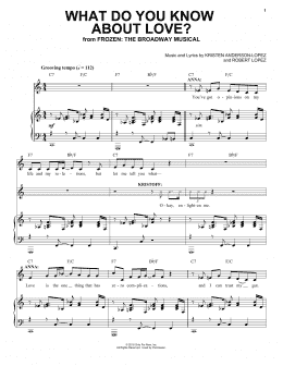 page one of What Do You Know About Love? (from Frozen: the Broadway Musical) (Piano & Vocal)
