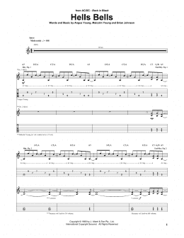 page one of Hells Bells (Guitar Tab)