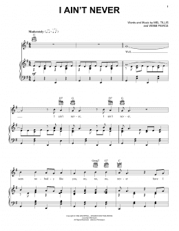 page one of I Ain't Never (Piano, Vocal & Guitar Chords (Right-Hand Melody))