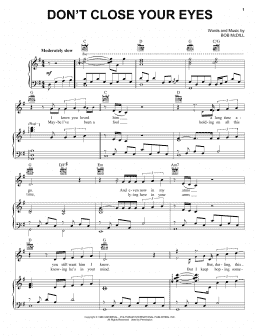 page one of Don't Close Your Eyes (Piano, Vocal & Guitar Chords (Right-Hand Melody))