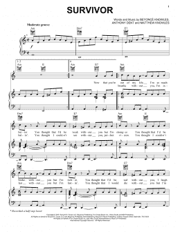 page one of Survivor (Piano, Vocal & Guitar Chords (Right-Hand Melody))