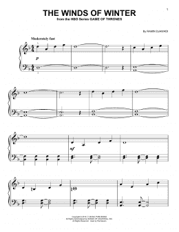 page one of The Winds Of Winter (from Game of Thrones) (Easy Piano)